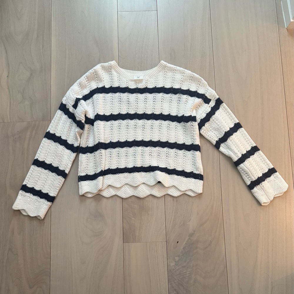 Abercrombie Kids Cream and Navy Striped Sweater